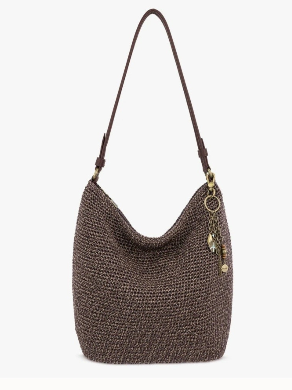 The Sak Crochet Chestnut Hobo Shoulder Bag
